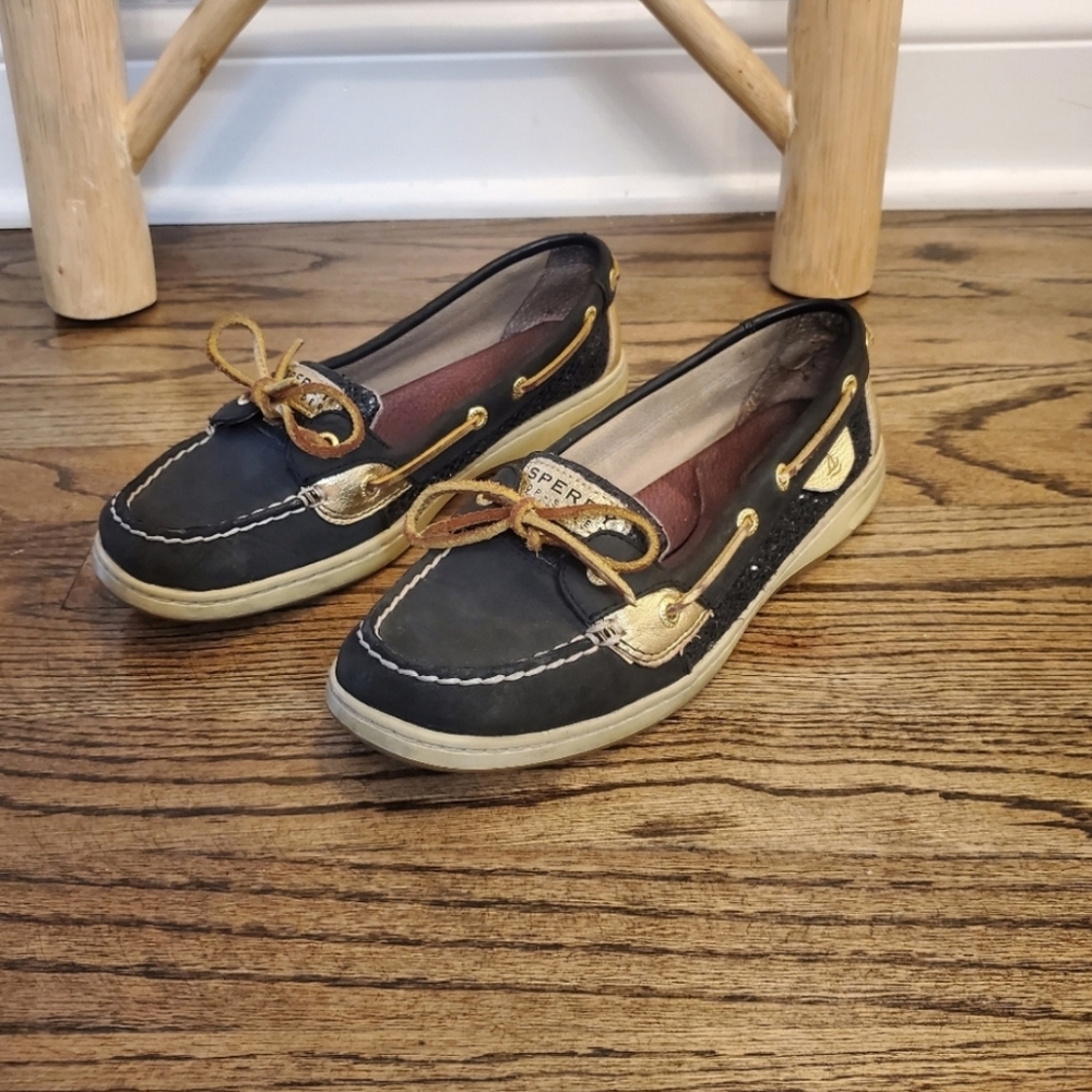 Black and Gold Sperry Top Siders